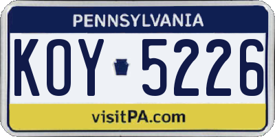 PA license plate KOY5226