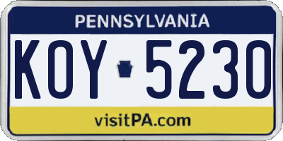 PA license plate KOY5230