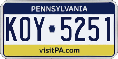 PA license plate KOY5251