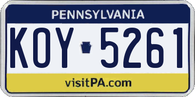 PA license plate KOY5261