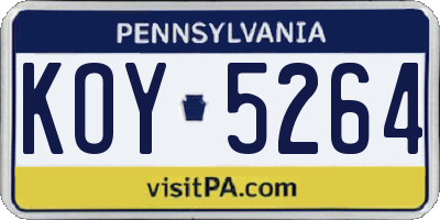 PA license plate KOY5264