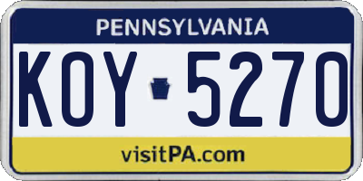 PA license plate KOY5270