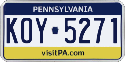 PA license plate KOY5271