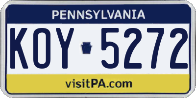 PA license plate KOY5272