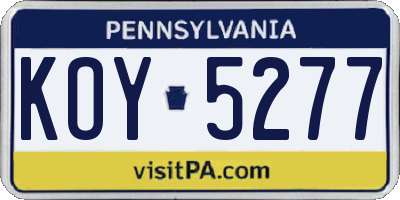 PA license plate KOY5277
