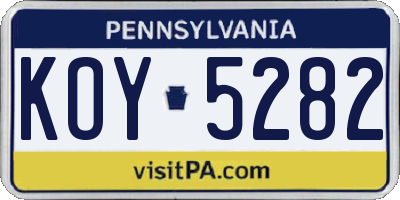 PA license plate KOY5282