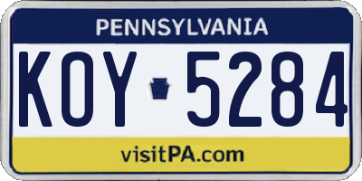 PA license plate KOY5284