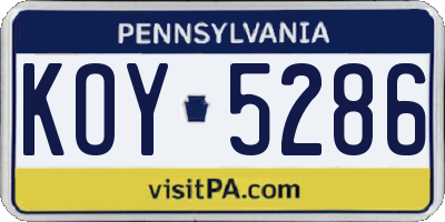 PA license plate KOY5286