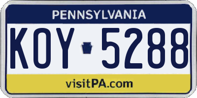 PA license plate KOY5288