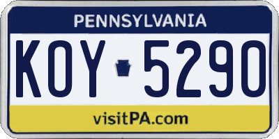 PA license plate KOY5290