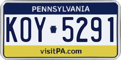 PA license plate KOY5291