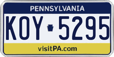 PA license plate KOY5295