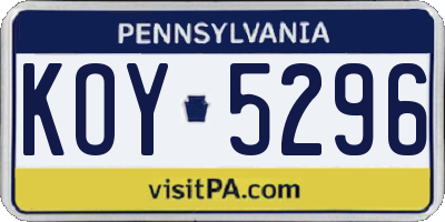 PA license plate KOY5296