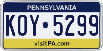 PA license plate KOY5299
