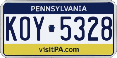 PA license plate KOY5328
