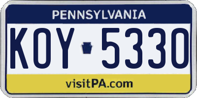 PA license plate KOY5330