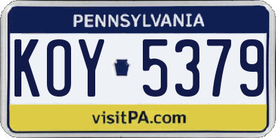 PA license plate KOY5379