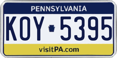 PA license plate KOY5395
