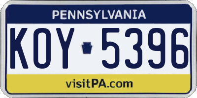 PA license plate KOY5396