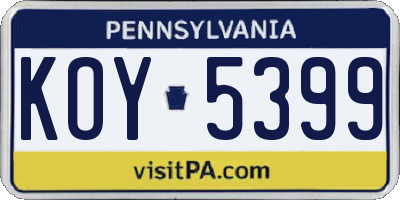 PA license plate KOY5399