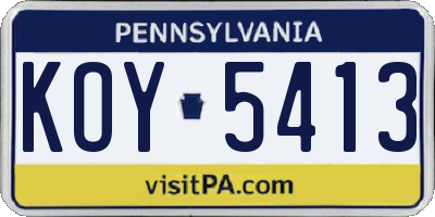 PA license plate KOY5413
