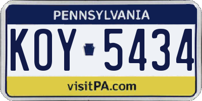 PA license plate KOY5434