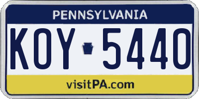 PA license plate KOY5440