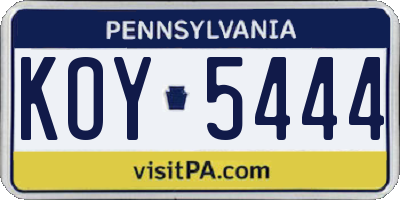PA license plate KOY5444