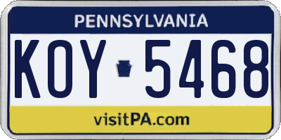 PA license plate KOY5468