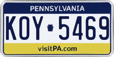 PA license plate KOY5469