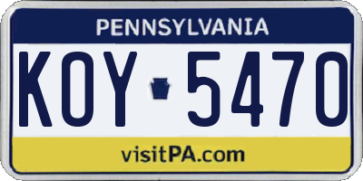 PA license plate KOY5470