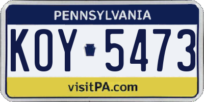 PA license plate KOY5473
