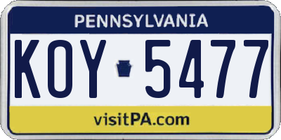 PA license plate KOY5477