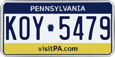PA license plate KOY5479
