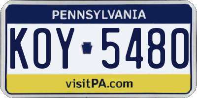 PA license plate KOY5480