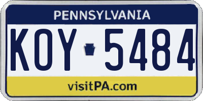 PA license plate KOY5484
