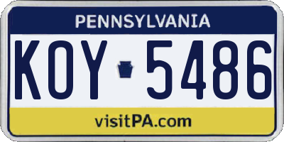PA license plate KOY5486