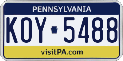 PA license plate KOY5488