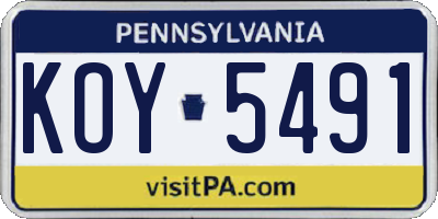 PA license plate KOY5491