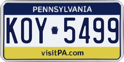PA license plate KOY5499