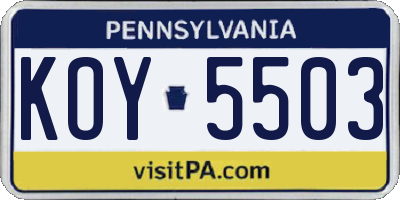 PA license plate KOY5503
