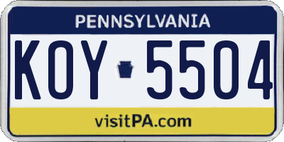 PA license plate KOY5504