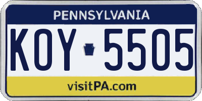 PA license plate KOY5505