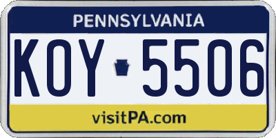 PA license plate KOY5506