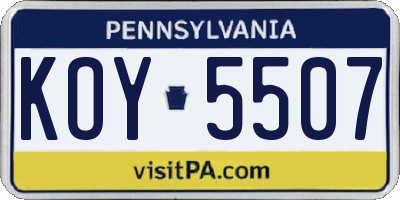 PA license plate KOY5507