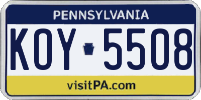 PA license plate KOY5508