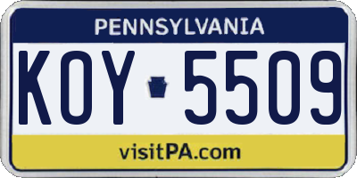 PA license plate KOY5509