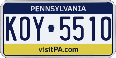 PA license plate KOY5510