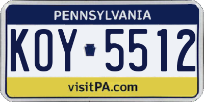PA license plate KOY5512