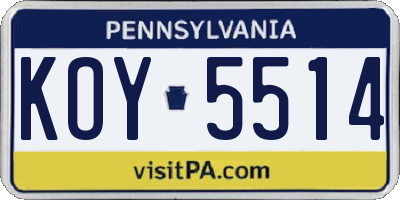 PA license plate KOY5514